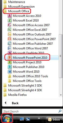 Windows Start Menu, Open PowerPoint